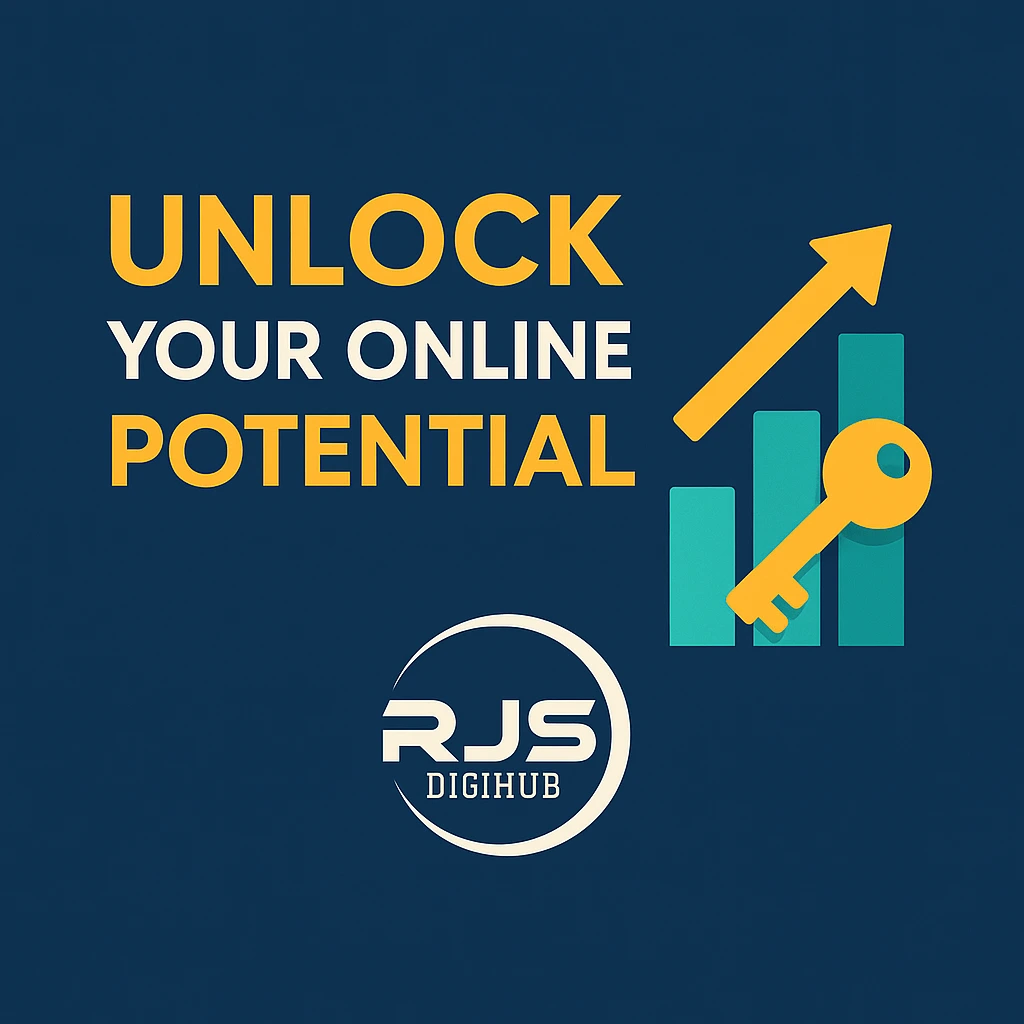 Promotional digital graphic highlighting the potential of RJS DigiHub, a leading provider of SEO services in Kerala.