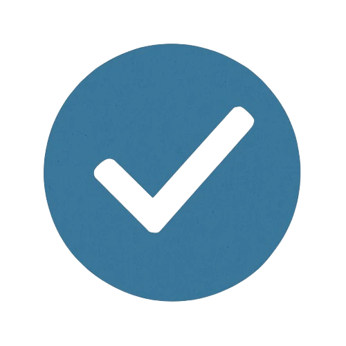 "Blue circular checkmark icon used as a visual bullet point for listing SEO services in Kerala"